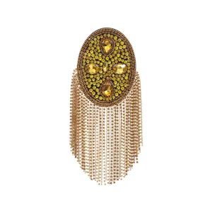 Gold rhinestone shoulder epaulet fringe patch DIY fashion suit dress costume accessory