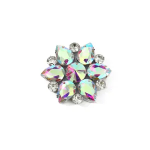 Crystal rhinestone flower patch, colorful glass stone DIY craft accessory for shoes and clothes.