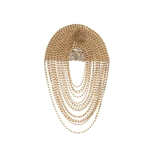 Gold rhinestone tassel epaulet patch diy fashion suit evening dress accessory details