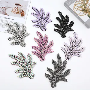 Exquise Bladvormige Glas Strass Stoffen Patch DIY Trouwjurk Hoofdtooi Haaraccessoire Decoratieve Applique