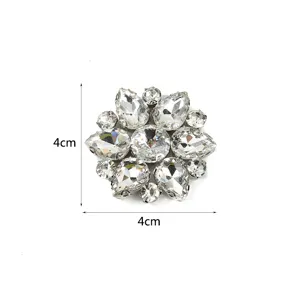 Crystal rhinestone flower button accessory for DIY crafts, shoes, and clothing decoration.