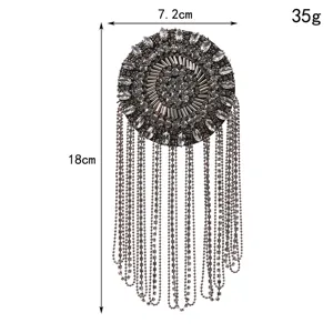 Vintage rhinestone tassel epaulet clothing accessory fashion decorative badge