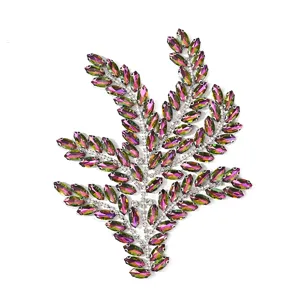 Glitzernder Kristall Strass Blatt Aufnäher DIY Kleidungszubehör für Brautkleid Deko