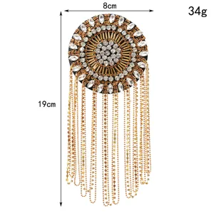 Vintage rhinestone fringe epaulet sparkling crystal beaded shoulder accessory clothing.