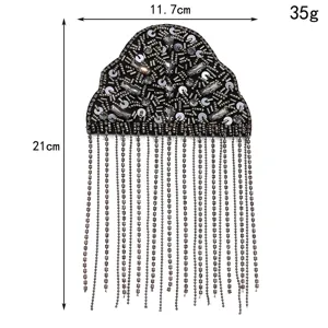 Vintage beaded epaulets rhinestone tassel shoulder chains gothic costume fashion accessories.