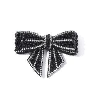 Pearl Rhinestone Bow Shoe Clip DIY Accessories Elegant Black Hair Pin Brooch