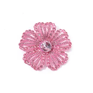 Roze strass bloem patch detail, glanzende kristallen applicatie voor DIY handwerk en tassen.