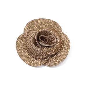 Sparkling rhinestone camellia flower brooch DIY clothing bag accessories elegant decor