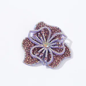 Rhinestone flower patch sparkly crystal applique for DIY clothing decorative accessories detail.