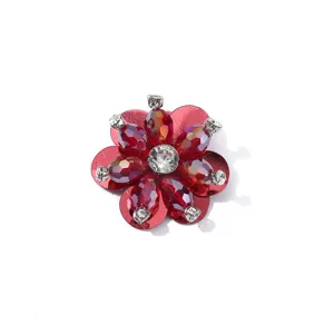 Rote Pailletten Strass Blume Bekleidungszubehör Kristall Perlen handgemachte Patch Dekor