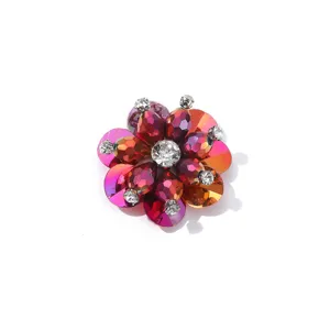 Kristall Strass Pailletten Blumen Aufnäher für Kleidung Dekoration Handgemacht Zubehör.