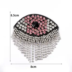 Boze oog strass kralen patch 3D DIY kleding accessoires voor hoed en tas 8,5x8cm