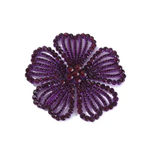 Sparkling purple rhinestone flower patch apparel accessory DIY shoe clip decor craft element