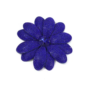 Blue rhinestone flower shoe clip patch sparkly crystal DIY garment accessory detail view
