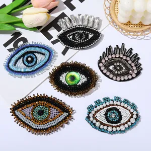 Handgemachte perlenbestickte böser blick patches für kleidung hüte taschen diy dekorative applikation