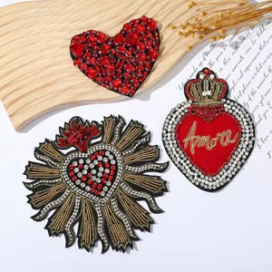 Kristall Pailletten Perlen Herz Flicken Strass Perle DIY Nähen Stickerei Applikation Für Kleidung Taschen Schuhe Zubehör