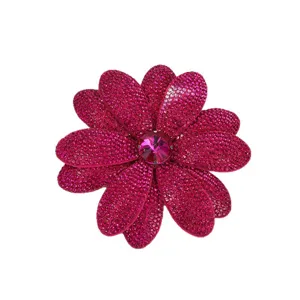 Vibrant rhinestone flower patch, sparkling crystal center brooch accessory for DIY clothes shoes.
