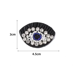 Böser Blick Perlen Aufnäher Strass Kristall bestickt Applikation für Kleidung Jacken DIY 4.5x3cm