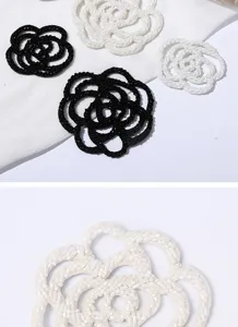 Handmade beaded hollow camellia flower patch DIY decorative clothing accessories appliques