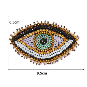 Handgemachte Perlen Böser Blick Aufnäher Applikation für Kleidung Taschen 6.5x9.5cm