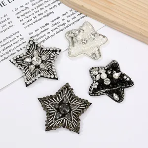 Handgemachte Strass Perlenbesetzte Stern Aufnäher Zum Aufnähen Kleidung Reparatur Abzeichen DIY Stern Applikation Zubehör