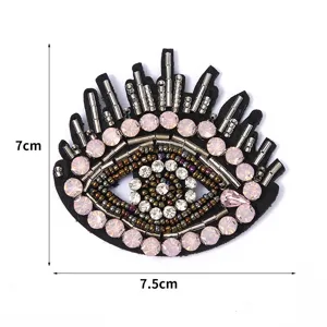 Handgemachte perlenbestickte augen aufnäher strass applikation kleidung zubehör diy patch