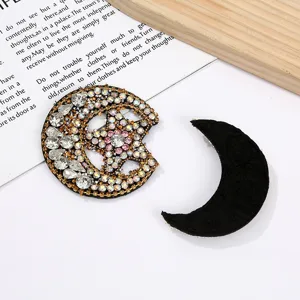 Glitzernder Mond Stern Strass Aufnäher DIY Kleidung Dekoration Abzeichen für Schuhe Taschen.