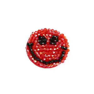 Handmade beaded smiley patch red crystal appliques for clothing DIY repair accessories