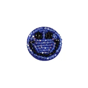 Handmade beaded smiley face crystal patch, sparkling DIY apparel clothing accessory.