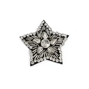 Kristall perlen besetzte stern aufnäher für kleidung, glänzende strass stern applikation