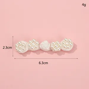 Handmade white pearl cheongsam frog button Chinese traditional apparel accessory 6.3cm