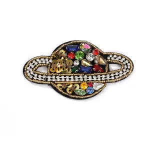 Bunte Strass Perlen bestickte Planet Stoffaufnaeher DIY dekorative Abzeichen fuer Kleidung Taschen