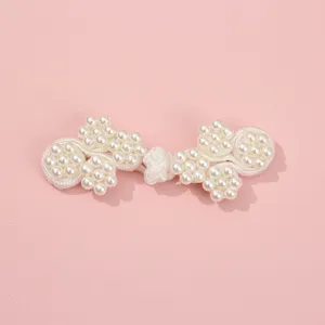 Handmade pearl Chinese frog buttons for cheongsam and Hanfu apparel accessories main view