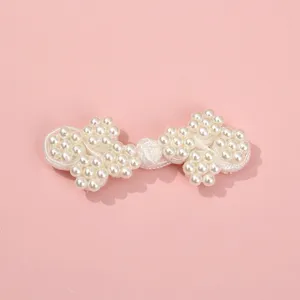 Handmade beaded Chinese frog button for cheongsam hanfu shirt apparel accessory white