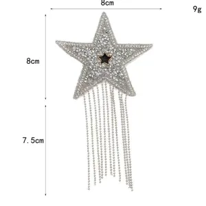 Rhinestone star tassel patch DIY accessory glittering clothing appliques iron on craft decor