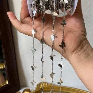 Silver butterfly chain DIY jewelry accessories frosted stick tassel craft supply 1pc