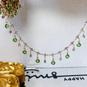 DIY Catena di nappe in cristallo verde rifinitura frangia per abbigliamento artigianale