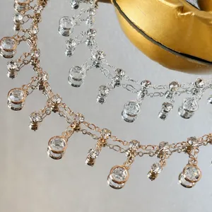 Rhinestone chain DIY accessories copper preserved color white glass drill choker jewelry making