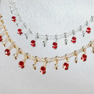 DIY rhinestone tassel chain copper gold silver red glass crystal jewelry making craft supplies