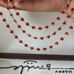 Catena cuore rosso DIY accessori di gioielleria rame placcato collana bracciale.