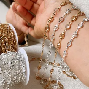 DIY glass butterfly chain jewelry accessories, copper color-retaining loose chain material for crafts.