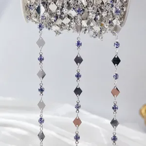 Diamond rhombus rhinestone chain DIY jewelry making supplies copper material craft finding material