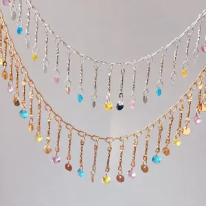 Chaîne Zircon DIY Collier Frange Cuivre Matériel Strass Coloré Composant Fabrication Bijoux