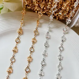 Copper Butterfly Glass Chain DIY Accessory High Color Retention Loose Beading Chain Jewelry Craft Material