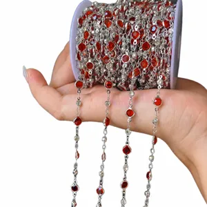 DIY red crystal rhinestone chain spool for handmade jewelry necklace craft trim.