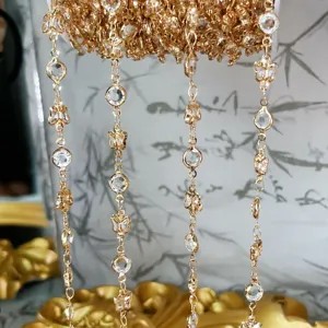 Gold crystal butterfly chain DIY jewelry making accessories 6mm beaded craft supply