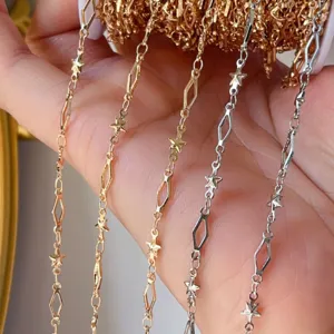 DIY Metal Chain Pentagram And Hollow Diamond Chain Electroplated Metal Material For Handcraft Jewelry Accessories