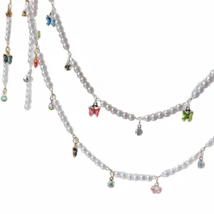 DIY pearl chain rhinestone butterfly charm Lolita Hanfu clothing accessories main image