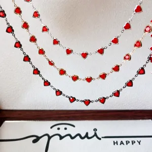 Catena cuore rosso DIY accessori gioielli collana in rame braccialetto componenti elegante