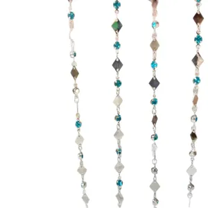 Diamond piece metal chain DIY accessory with blue rhinestones for hair crafts and wind chimes